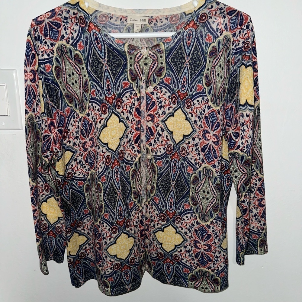 Garnet Hill Signature Eco Merino Cardigan Sz M #H